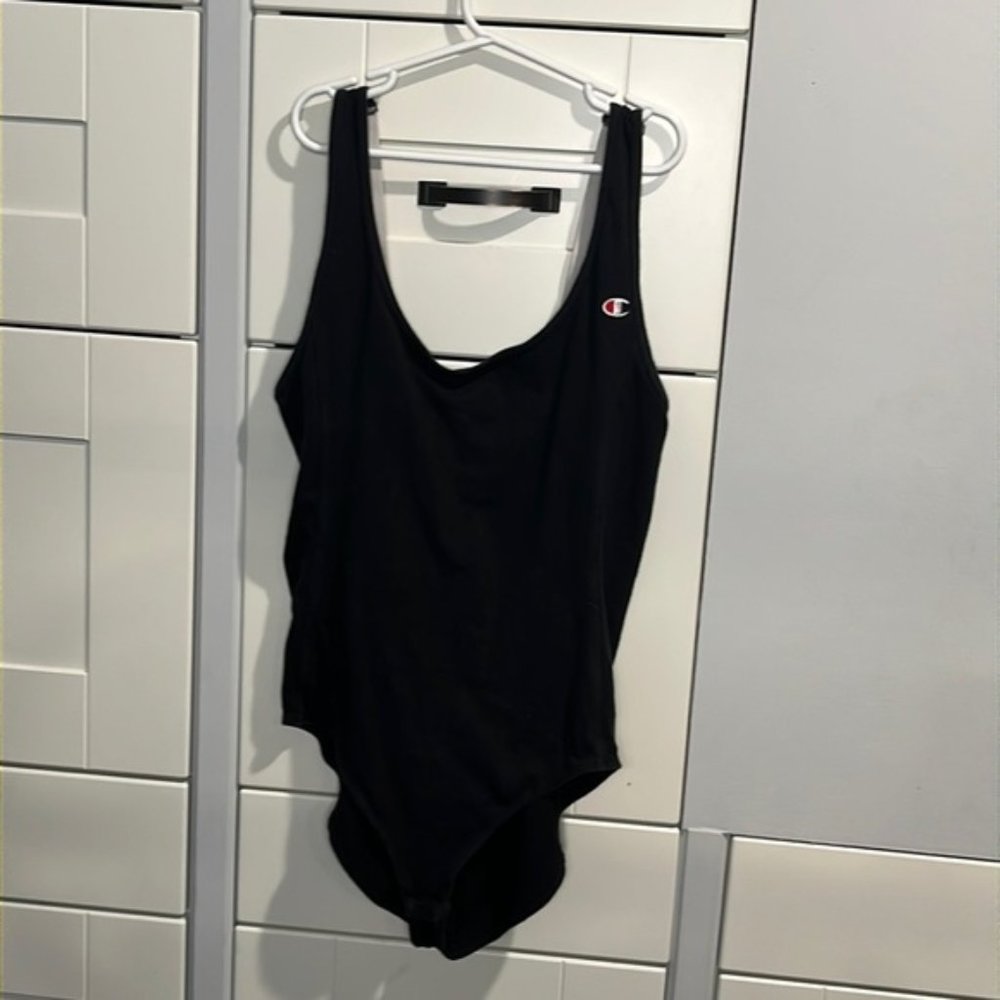 CHAMPION size small womens body suit fasten at undercarriage black